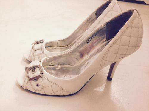 White Peep Toe Heels Size 6