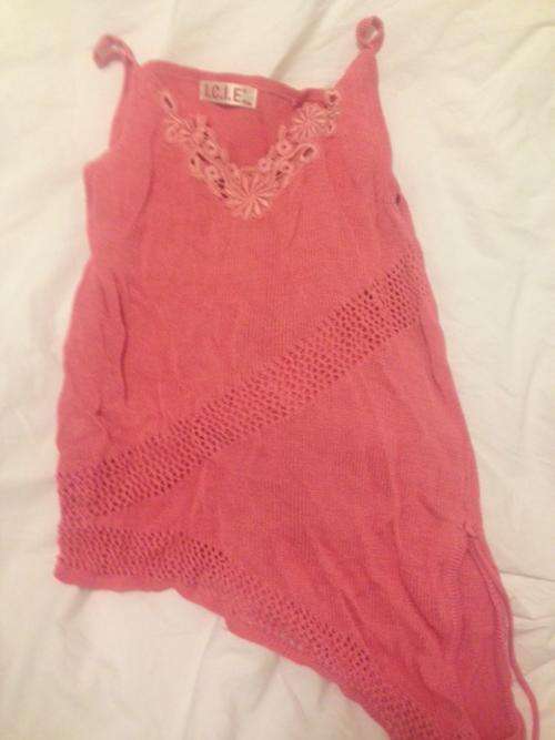 Italian Imported Assymmetrical Crocheted Top Size M