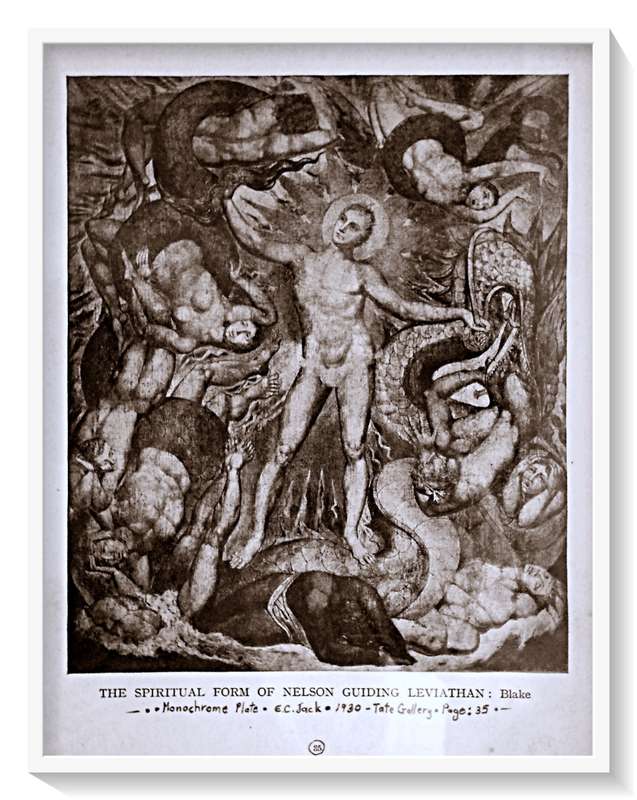 Antiquarian Print: `Nelson Guiding Leviathan` by WILLIAM BLAKE - 94 Year Old Plate (1930) - Framed*