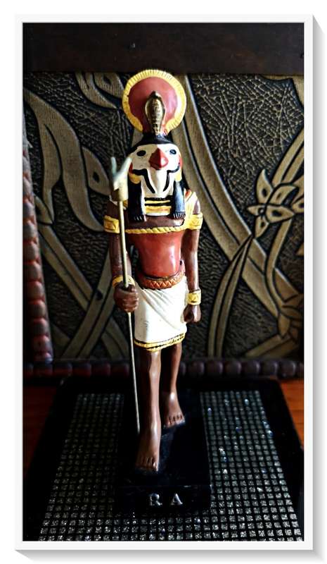 RA Egyptian God Figurine made of Solid Resin Hand Painted - Vintage Collectable in Good Condition*