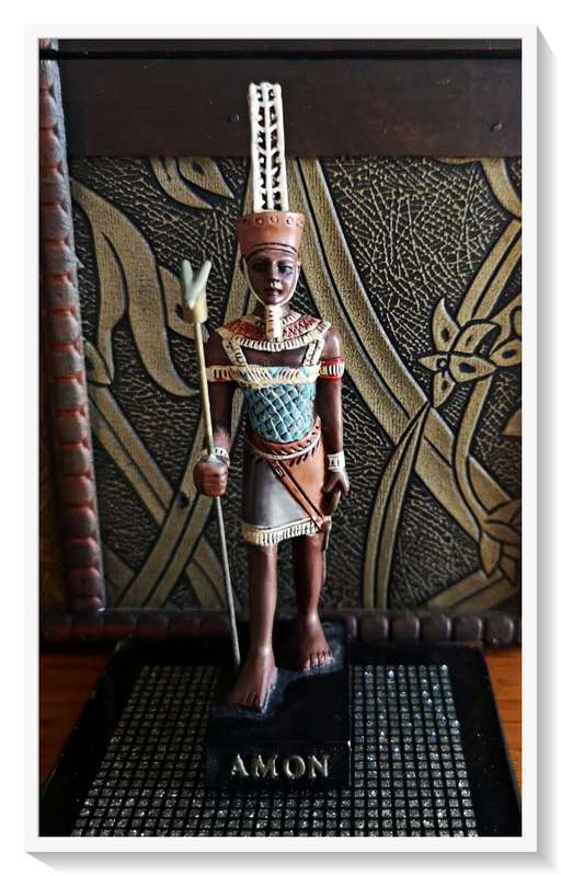 AMON Egyptian God Figurine made of Solid Resin Hand-Painted - Vintage Collectable with Box*