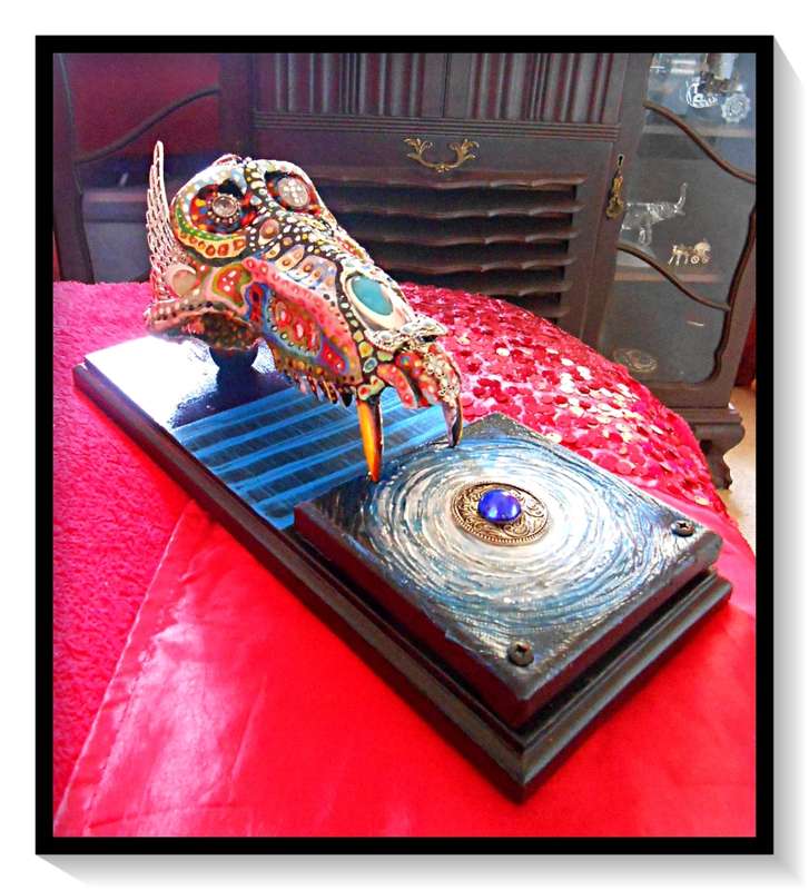 DEADLY DECORUM presents:  Skullectric Blue Harlequinoid (Ornamental Decor Piece) by Ras Steyn [MFA]