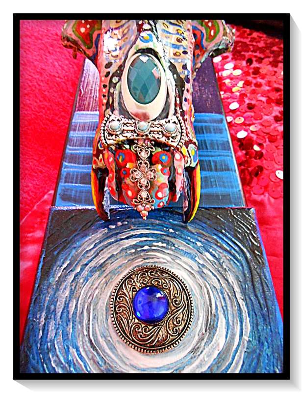 DEADLY DECORUM presents:  Skullectric Blue Harlequinoid (Ornamental Decor Piece) by Ras Steyn [MFA]