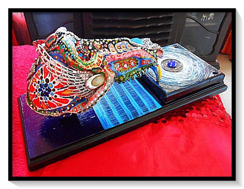 DEADLY DECORUM presents:  Skullectric Blue Harlequinoid (Ornamental Decor Piece) by Ras Steyn [MFA]
