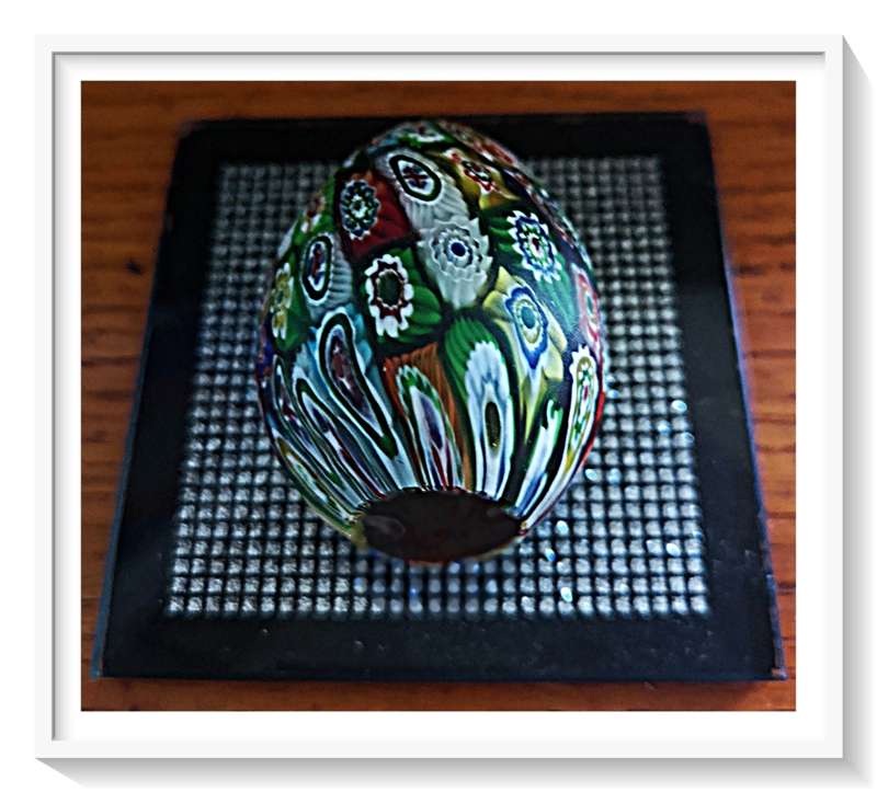 Rare Vintage Murano Millefiori Satin Matte psychedelic Glass Egg Paperweight Circa 1950s Venice ***