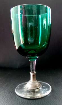 A Emerald Green Glass with a Silver Plated Reinforced Stem to give it even More Character*