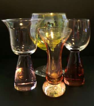 A Variety [4X] of Decorative Glasses with Thick & Rather Heavy Stems - A Well Pretty Bunch!