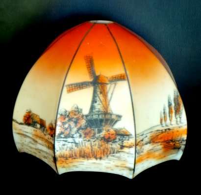 MARK  DOWN Old Glass shade Dutch Scene - 230mm in Diameter***BEAUTIFULl
