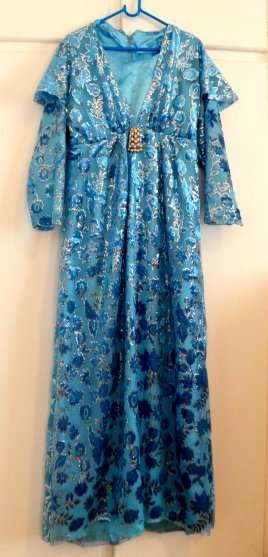 A Spectacular Blue and Silver Vintage Evening Dress for One Insane Price***