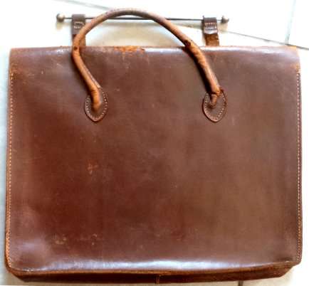 An Old Solid Leather Music Sheet Carry Bag for Writer or Artist - Very Unusual**