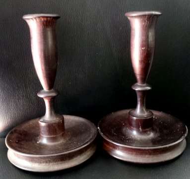 SALE 2 Lovely Old Wooden Candle stick holder 1960's Zambia. FOR BOTH!