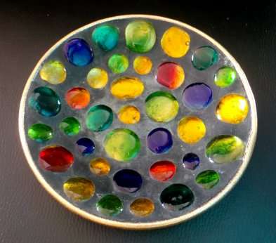 Rather Heavy Multi-coloured Glass Studded Bowl - Quite Eye-catching***