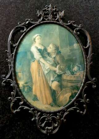 Large Oval Metal Frame [Baroquelike in Style] 430mm Convex Glass, Historical Print - Made in Italy*