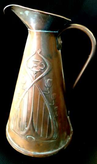 ART NOUVEAU COPPERWARE (few normal soft copper bumps) - Gorgeous Jug - J.S & S : Made in England*