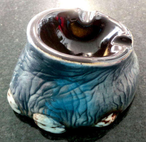 A Realistically Painted Elephant Foot [Ashtray] Kruger National Park Memorabilia - 110mm in Diameter