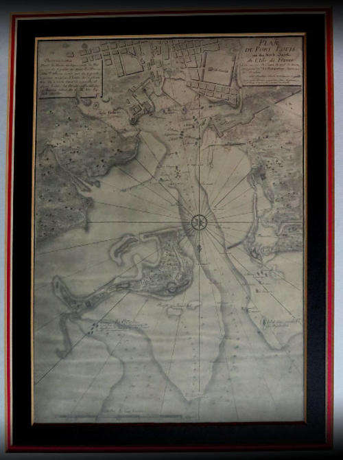 Plan Du Port Louis de L'Isle de France - Inner Frame Dimensions: 260mm by 390mm ***