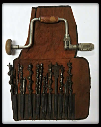Hand-Held Drill (Wood & Metal) with an Extensive Set of Drill Bits in a Leatherine Bag ***