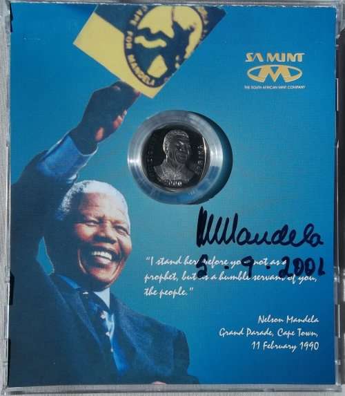 Nelson Mandela Authentic Autograph Hand Signed 2000 CD Coin Holder Signature President COA CERTIF.