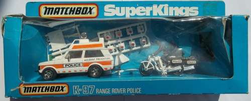 MATCHBOX Lesney SUPER KINGS  K-97 Range Rover Police BOXED 3 MODELS BIKES ETC. Rare