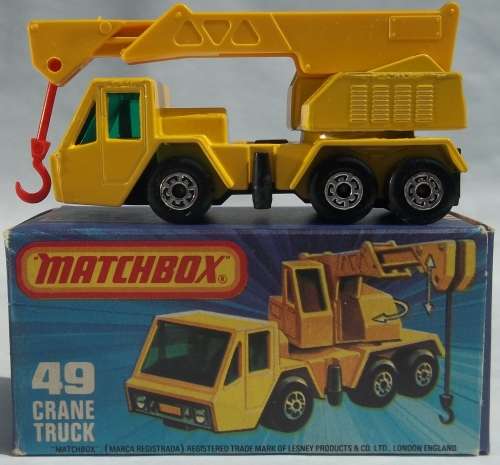 MATCHBOX SUPERFAST #49 CRANE TRUCK Made in 1976 by Lesney England Boxed Die Cast MODEL