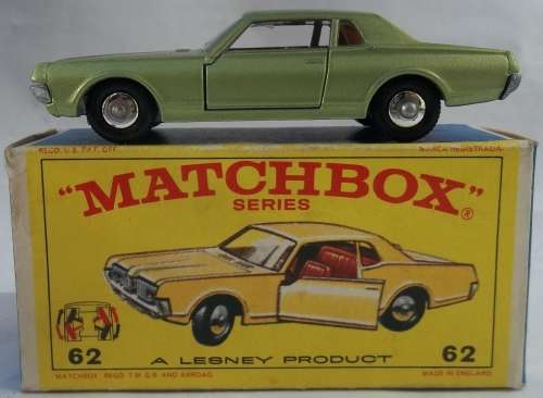MATCHBOX Lesney 1-75 Series Regular Wheels #62 Mercury Cougar made in England BOXED 1968
