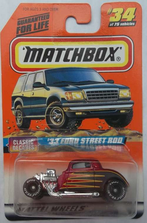 Matchbox #34 '33 Ford Street Rod Mint & Sealed on Card released in 1997