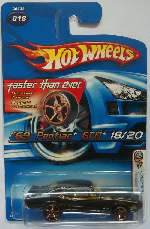 Hot Wheels 1969 Pontiac GTO (FASTER THAN EVER / REALISTIX) Matchbox Scale Model Car HOTWHEELS