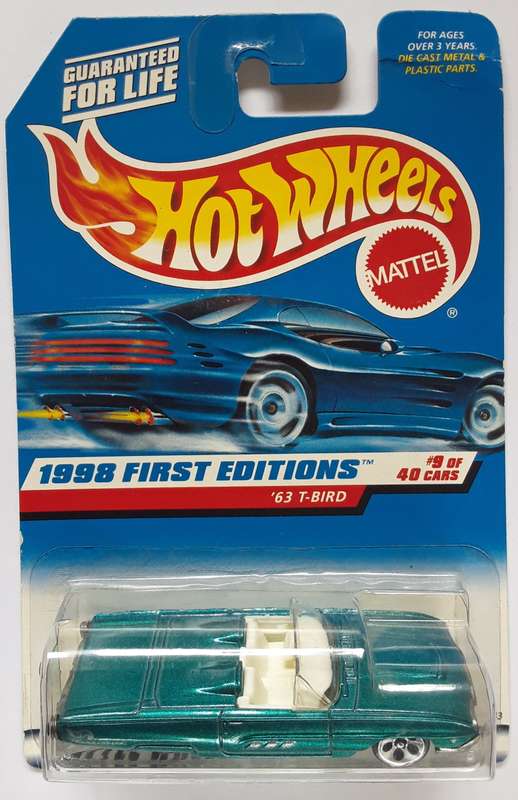 Hot Wheels 1963 Ford Thunderbird Made in 1998 Matchbox Scale Model Metal Base HOTWHEELS