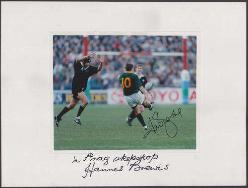 SOUTH AFRICA 1995 SPRINGBOK RUGBY SIGNED BREWIS & JOEL STRANSKY WORLD CUP FINAL DROP KICK vs N.Z