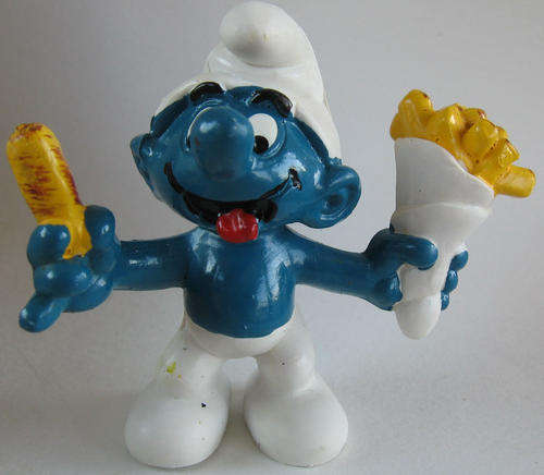 CHIPS SMURF 1980 SMURFS - Peyo Schleich vintage collectable toy FIGURE