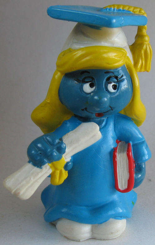 GRADUATION SMURFETTE 1981 SMURFS SMURF - Peyo Schleich vintage collectable toy FIGURE