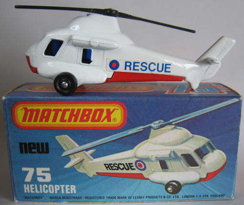 MATCHBOX Lesney Superfast #75 Rescue Helicopter 1976 Boxed England Vintage