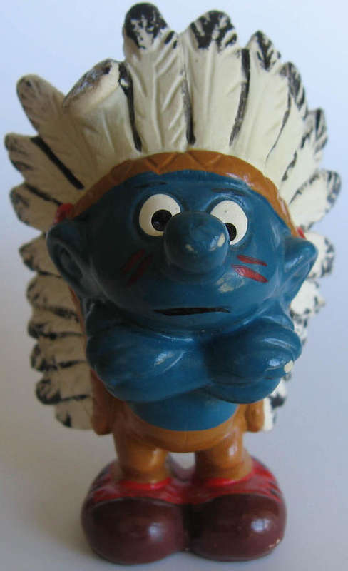 RED INDIAN CHIEF SMURF SMURFS 1981 - Peyo Schleich vintage collectable toy FIGURE
