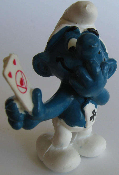 POKER CHEAT SMURF 1979 SMURFS - Peyo Schleich vintage collectable toy FIGURE