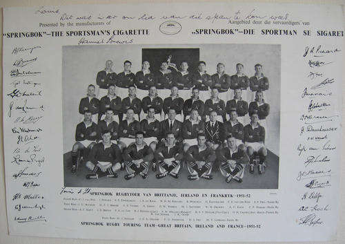 3 SIGNED 1949 RUGBY SPRINGBOKS POSTERS 10 AUTOGRAPHS BREWIS LATEGAN DU TOIT VAN SCHOOR