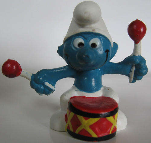 DRUMMER DRUM SMURF SMURF 1970s SMURFS - Peyo Schleich vintage collectable toy FIGURE