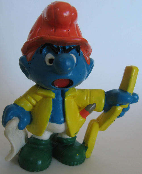 BUILDER CONTRACTOR SMURF SMURFS 1989 Peyo Schleich vintage collectable toy FIGURE
