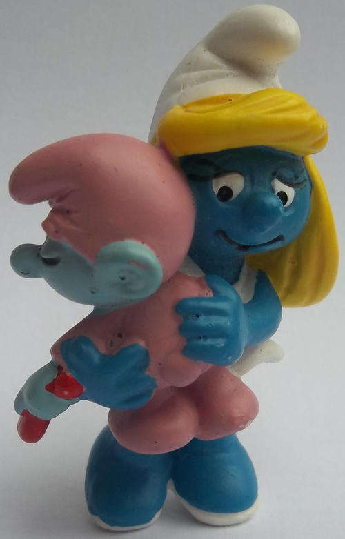 SMURF Smurfette Mother & Baby Smurfs 1983 - Peyo Schleich vintage collectable toy FIGURE