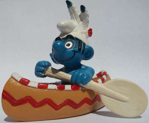 Red Indian Apache Boat Smurf 2006 SMURFS - Peyo Schleich vintage collectable toy FIGURE
