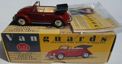 Vanguards VW Beetle CABRIOLET (1950's - 1960's CLASSIC POPULAR SALOON CARS) 1:43 Scale VOLKSWAGEN