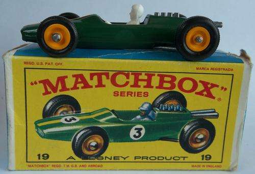 MATCHBOX Lesney 1-75 Series Regular Wheels  #19 Lotus Racing Car Boxed Made in England Vintage