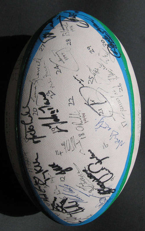 1994 SOUTH AFRICA SIGNED RUGBY BALL ( 44 AUTOGRAPHS ) SPRINGBOK + N.Z ALL BLACKS