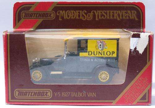 Matchbox Models Of Yesteryear Y-5 1927 TALBOT VAN - DUNLOP TYRES - LESNEY - ENGLAND