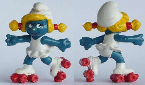 SMURFETTE - Roller Skates - 1980 PEYO SCHLEICH - VINTAGE - Smurfs SsSsSsSmMmMmMuUuUuUrRrRrRrRfFfFfFS