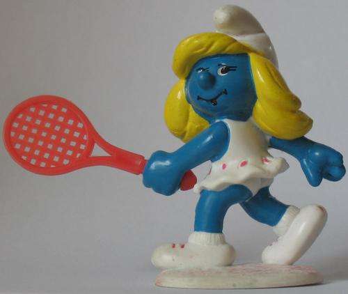 TENNIS SMURFETTE ! ! ! ! ! SMURFS PEYO SCHLEICH 1981 Vintage Example