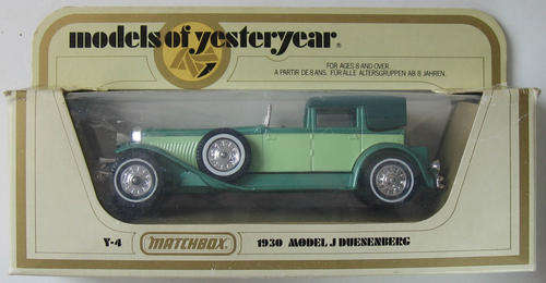 MATCHBOX Lesney Models Of Yesteryear Y-4 1930 Model J Duesenberg 1978 BOXED ENGLAND LESNEY