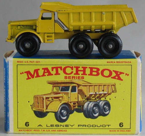 Matchbox Lesney 1-75 Series Regular Wheels #6 Euclid Quarry Truck - 1963 Die Cast Model