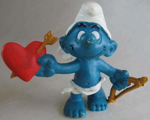VALENTINE CUPID SMURF 1980 SMURFS - Smurfs Peyo Schleich vintage collectable toy FIGURE