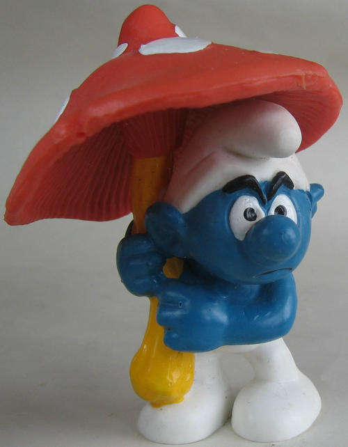GRUMPY MUSHROOM SMURF 1970's - Smurfs Peyo Schleich vintage collectable toy FIGURE