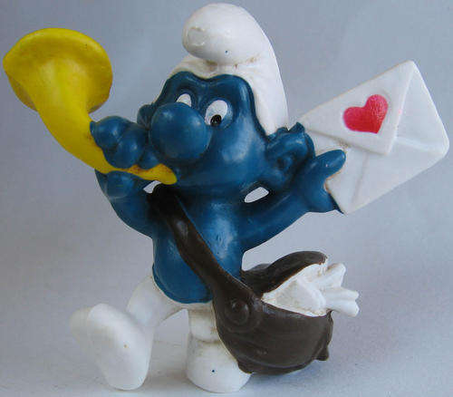 LOVE LETTER POSTMAN 1978 SMURFS - Peyo Schleich vintage collectable toy FIGURE